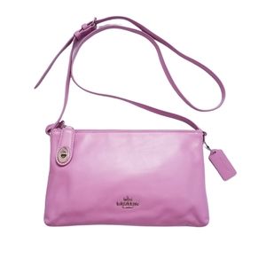 Coach "Crosby" Double Zip Leather Crossbody Bag Marshmallow Pink 36552